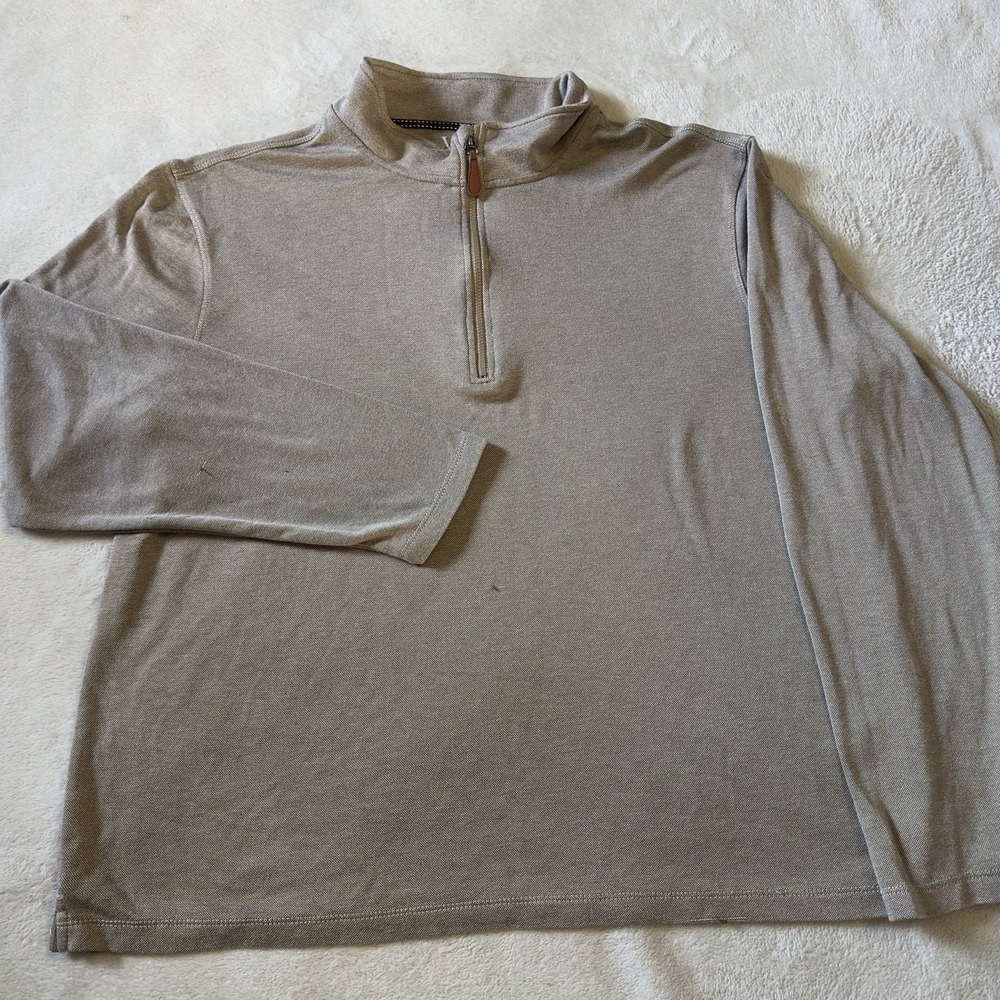 Visitor Beige Men's Quarter‎ Zip Dress Up Sweatshirt Size Large